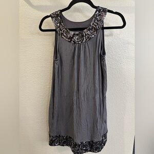 3 for $10. Express Gray Sleeveless Blouse with Sequin Neckline